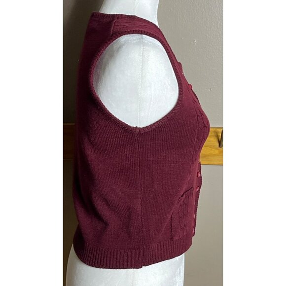 Junior House Vtg Sweater Vest Burgundy Button Preppy Heritage Academia Womens S - Picture 9 of 9